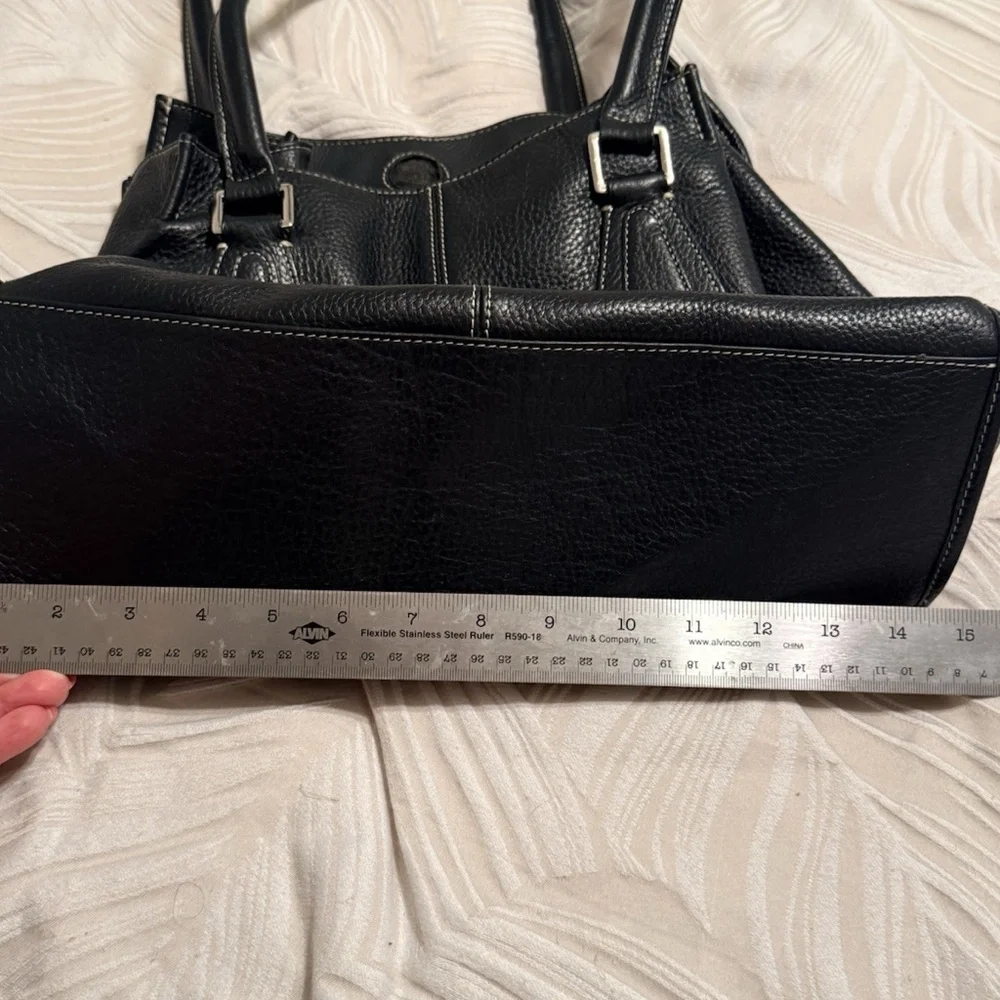 Tignanello VTG Carryall Large Sturdy Black Leather Satchel Shoulder Bag